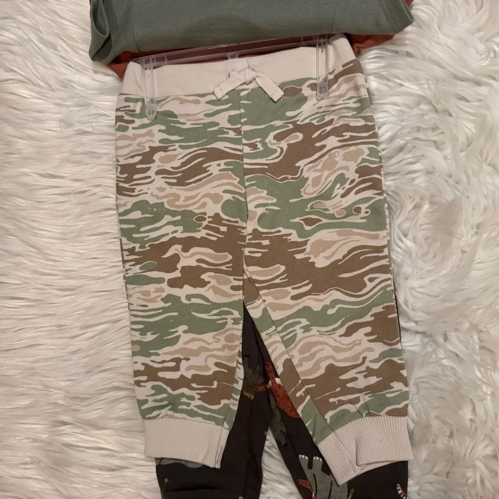 Carter’s 4pc Bodysuit Pants Set Baby Boy 9M Green Brown Safari‎ Animals NWT